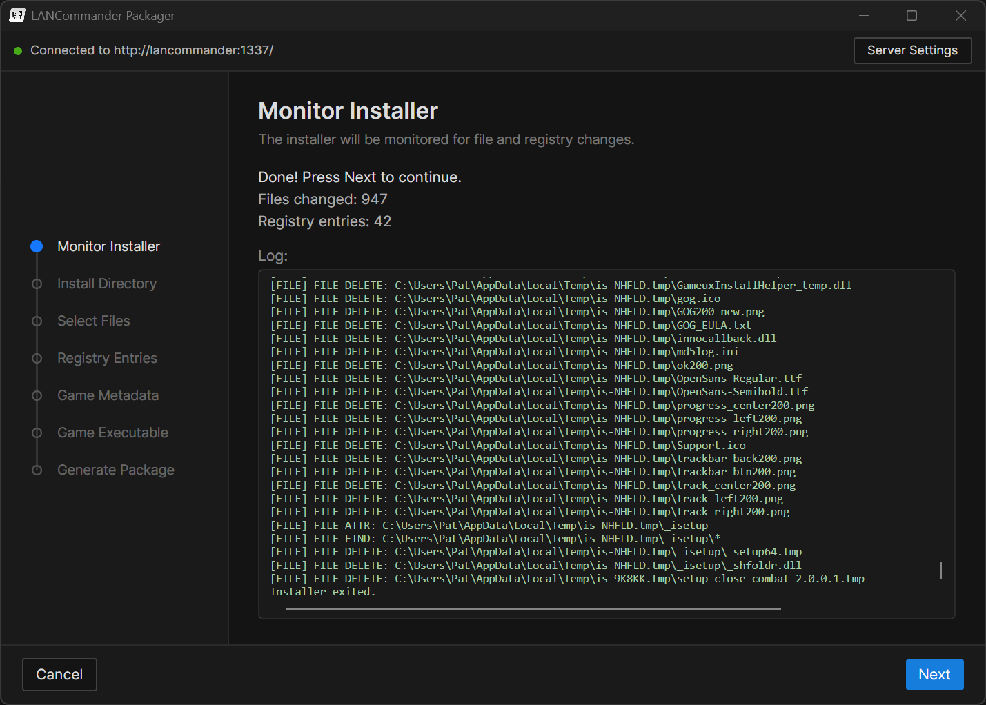 Packager Monitor